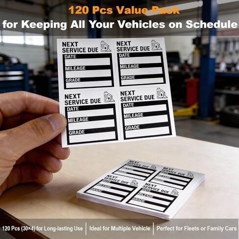 Static Cling Oil Change Stickers for Windshield, 120 Pcs 2x2 Inches No Glue No Residue Clear Next Service Due Reminder Labels for Car Window, Upgraded Transparent Removable Auto Maintenance Sticker in Saudi Arabia
