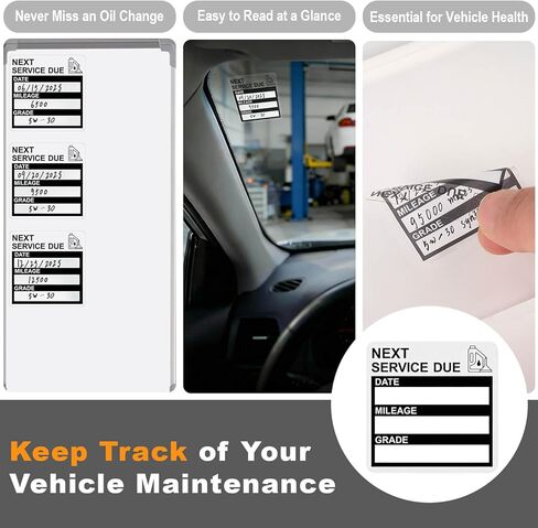 Static Cling Oil Change Stickers for Windshield, 120 Pcs 2x2 Inches No Glue No Residue Clear Next Service Due Reminder Labels for Car Window, Upgraded Transparent Removable Auto Maintenance Sticker in Saudi Arabia