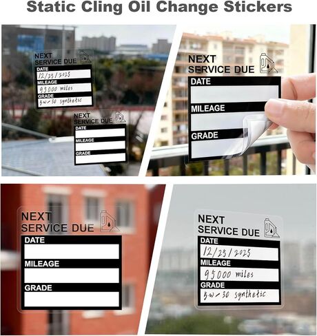Static Cling Oil Change Stickers for Windshield, 120 Pcs 2x2 Inches No Glue No Residue Clear Next Service Due Reminder Labels for Car Window, Upgraded Transparent Removable Auto Maintenance Sticker in Saudi Arabia