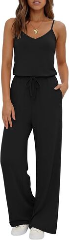 Ekouaer Womens Summer Jumpsuits Dressy Sleeveless Wide Leg Long Pants Rompers Casual One Piece Outfits with Pockets in Saudi Arabia