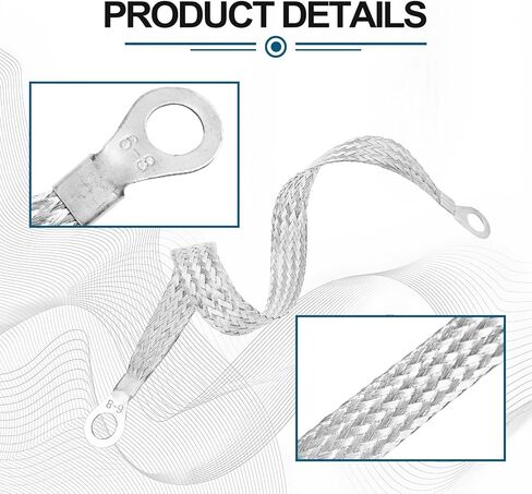 5 قطع من الأشرطة الأرضية العالمية للسيارات، سلك أرضي نحاسي مسطح مضفر مع أطراف حلقية، كابل تأريض محرك السيارة الاحترافي لمعظم السيارات in Kuwait