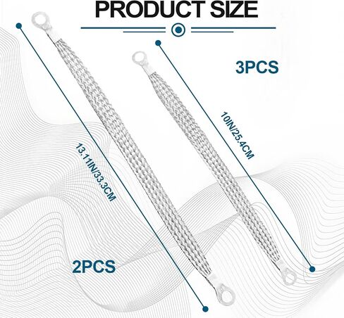 5 قطع من الأشرطة الأرضية العالمية للسيارات، سلك أرضي نحاسي مسطح مضفر مع أطراف حلقية، كابل تأريض محرك السيارة الاحترافي لمعظم السيارات in Kuwait