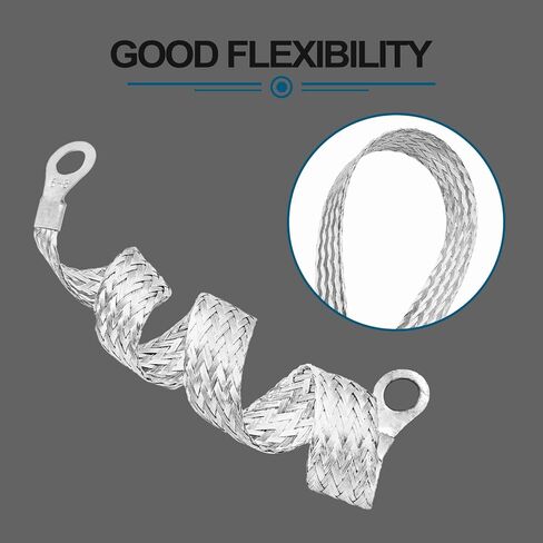 5 قطع من الأشرطة الأرضية العالمية للسيارات، سلك أرضي نحاسي مسطح مضفر مع أطراف حلقية، كابل تأريض محرك السيارة الاحترافي لمعظم السيارات in Kuwait