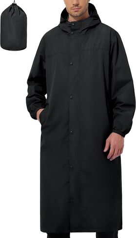 Men's Rain Jacket Lightweight Long Raincoat Hood Rain Poncho Waterproof Windbreaker Cycling Running Hiking Packable in Saudi Arabia