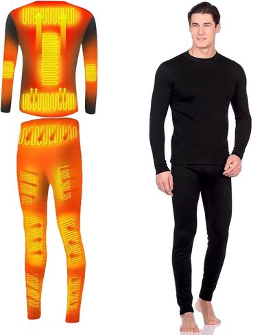 Electric Heated Underwear Set Fleece Lined Thermal Body Suit Men Winter Motorcycle Top Pants in Saudi Arabia