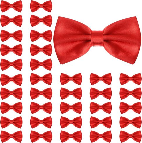36 Pcs Men's Bow Ties Red Pre Tied Tuxedo Formal Adjustable Clip On Bow Satin Bowtie for Men Costume Wedding Party in Kuwait