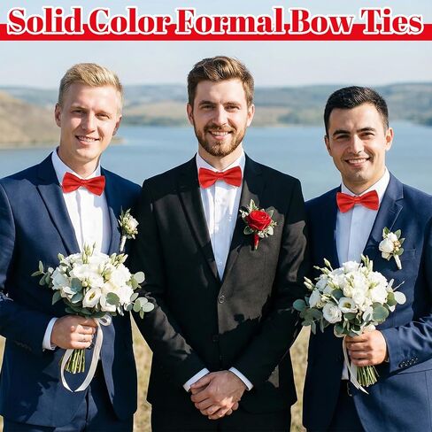 36 Pcs Men's Bow Ties Red Pre Tied Tuxedo Formal Adjustable Clip On Bow Satin Bowtie for Men Costume Wedding Party in Kuwait