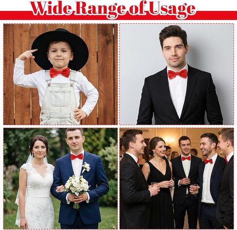 36 Pcs Men's Bow Ties Red Pre Tied Tuxedo Formal Adjustable Clip On Bow Satin Bowtie for Men Costume Wedding Party in Kuwait