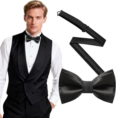 ربطات عنق سوداء للرجال، ربطة عنق مربوطة مسبقًا، ربطة عنق قابلة للتعديل للرجال in Kuwait