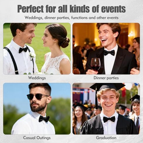 ربطات عنق سوداء للرجال، ربطة عنق مربوطة مسبقًا، ربطة عنق قابلة للتعديل للرجال in Kuwait