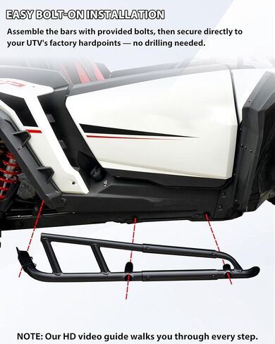 Nerf Bars Rock Sliders for Polaris RZR XP 1000 2024 2025 2026, Heavy Duty Steel Black Tree Kickers Side Steps Combined Side Bumper Guard for Polaris RZR 1000 XP 2024+ 2-Seat Accessories in Saudi Arabia