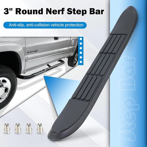 Nerf Bar Replacement Pads for 3" Round Nerf Step Bars, 20" X 3" Durable Non-Slip Running Boards Pads 4 Holes with 4 Pins in Saudi Arabia