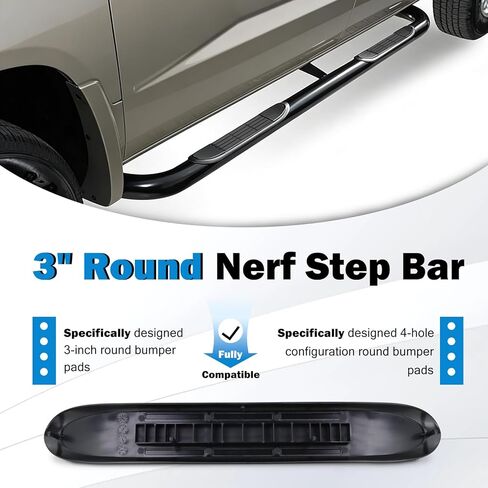 Nerf Bar Replacement Pads for 3" Round Nerf Step Bars, 20" X 3" Durable Non-Slip Running Boards Pads 4 Holes with 4 Pins in Saudi Arabia
