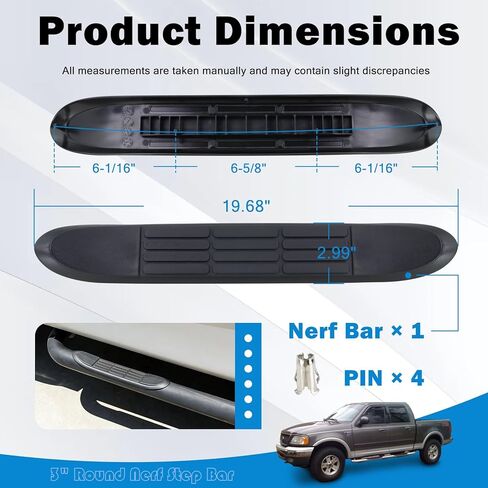 Nerf Bar Replacement Pads for 3" Round Nerf Step Bars, 20" X 3" Durable Non-Slip Running Boards Pads 4 Holes with 4 Pins in Saudi Arabia