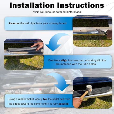 Nerf Bar Replacement Pads for 3" Round Nerf Step Bars, 20" X 3" Durable Non-Slip Running Boards Pads 4 Holes with 4 Pins in Saudi Arabia