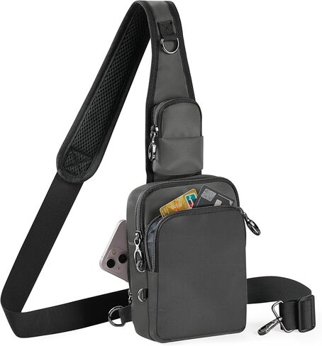 حقيبة حبال Crossbody مضادة للسرقة للنساء رجال يحظرون ، أكياس صدر صغيرة الكتف مع قفل سحاب in Kuwait