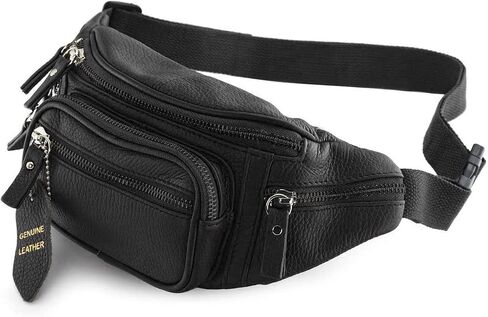 Fanny Pack Waist Bag Multifunction Genuine Leather Hip Bum Bag Travel Pouch for Men and Women- Multiple Pockets & Sturdy Zippers Ideal for Hiking Running And Cycling in Saudi Arabia