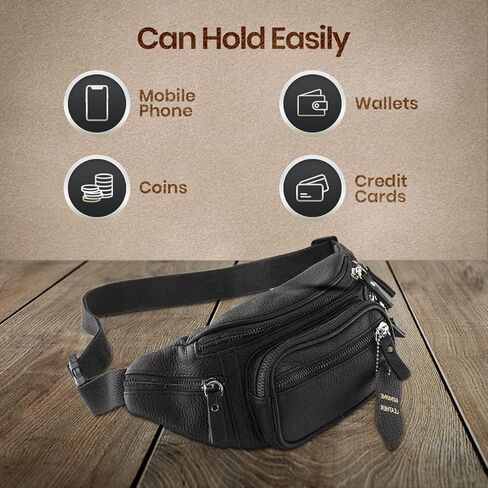Fanny Pack Waist Bag Multifunction Genuine Leather Hip Bum Bag Travel Pouch for Men and Women- Multiple Pockets & Sturdy Zippers Ideal for Hiking Running And Cycling in Saudi Arabia