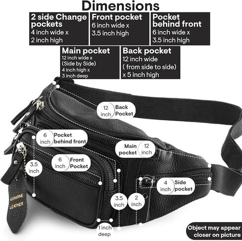Fanny Pack Waist Bag Multifunction Genuine Leather Hip Bum Bag Travel Pouch for Men and Women- Multiple Pockets & Sturdy Zippers Ideal for Hiking Running And Cycling in Saudi Arabia