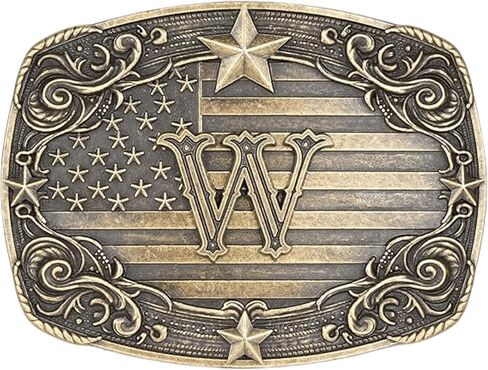 إبزيم حزام على شكل نجمة علم WMG Western USA - الأحرف الأولى من A-Z أبازيم حزام رعاة البقر | أبازيم روديو للرجال والنساء | هيبيلاس فاكيراس in Kuwait