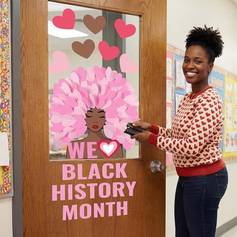 Tenceur Black History شهر لوحة الإعلانات ديكورات عيد الحب مجموعة لوحة الإعلانات للفصول الدراسية الأمريكية الأفريقية على شكل قلب من الورق، عرض تعليمي للتنوع الثقافي لجدار السبورة المنزلية in Saudi Arabia