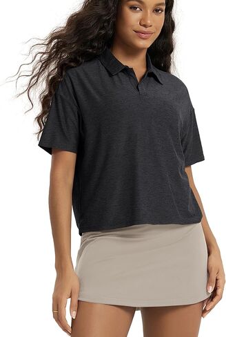 ODODOS Women's Performance Short Sleeve Polo Shirts - Ultra Soft odSTRATUM Tech Tee UPF 50+ Relaxed Crop Top in Kuwait