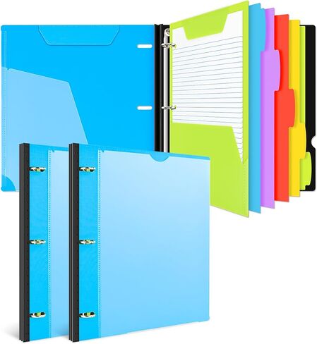 دفتر ملاحظات INFUN الكل في واحد، غلاف دفتر ملاحظات ذو 3 حلقات قابل لإعادة الملء مع مجلد جيب بلاستيكي متحرك، 5 فواصل بلاستيكية للموضوعات وورق رسم بياني وورق مسطر للكلية - أسود in Kuwait