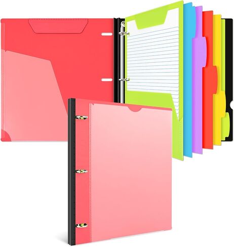 دفتر ملاحظات INFUN الكل في واحد، غلاف دفتر ملاحظات ذو 3 حلقات قابل لإعادة الملء مع مجلد جيب بلاستيكي متحرك، 5 فواصل بلاستيكية للموضوعات وورق رسم بياني وورق مسطر للكلية - أسود in Kuwait