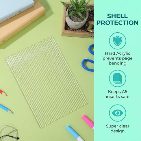Garneck 2pcs Clear a5 Acrylic Binder Notebook Cover: 6-Ring Planner Shell Transparent Loose Leaf Binder Detachable Journal Protector for DIY Diary & Travel Inserts Home Office School Use in Saudi Arabia