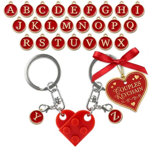 ALPENKOK Heart Valentine Keychain for Couples – 2-Pack, Romantic Valentine Gift for Her and Him – Personalized Keychain in Kuwait