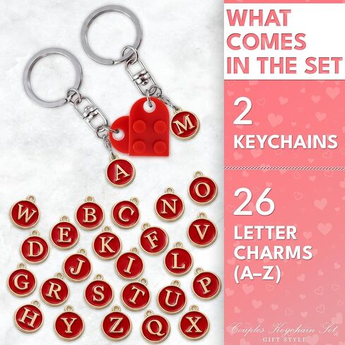 ALPENKOK Heart Valentine Keychain for Couples – 2-Pack, Romantic Valentine Gift for Her and Him – Personalized Keychain in Kuwait