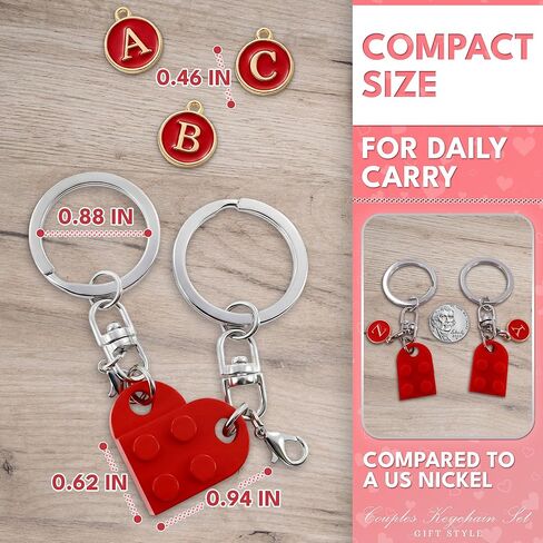 ALPENKOK Heart Valentine Keychain for Couples – 2-Pack, Romantic Valentine Gift for Her and Him – Personalized Keychain in Kuwait