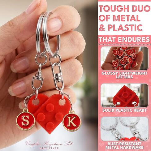 ALPENKOK Heart Valentine Keychain for Couples – 2-Pack, Romantic Valentine Gift for Her and Him – Personalized Keychain in Kuwait
