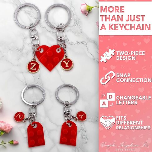 ALPENKOK Heart Valentine Keychain for Couples – 2-Pack, Romantic Valentine Gift for Her and Him – Personalized Keychain in Kuwait