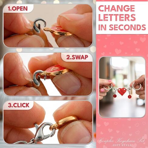 ALPENKOK Heart Valentine Keychain for Couples – 2-Pack, Romantic Valentine Gift for Her and Him – Personalized Keychain in Kuwait