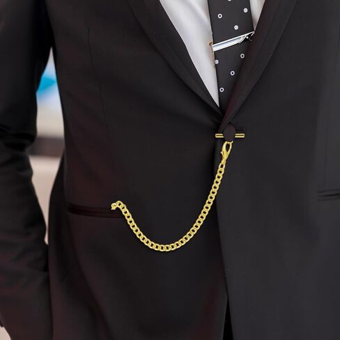 Gold Pocket Watch Chain with T-Bar, 14 Inch Pocket Watch Chains for Men, Antique Vest Chain for Men in Saudi Arabia