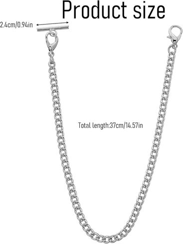 Silver Pocket Watch Chain with T-Bar, 14 Inch Pocket Watch Chains for Men, Silver Vest Chain for Men in Saudi Arabia