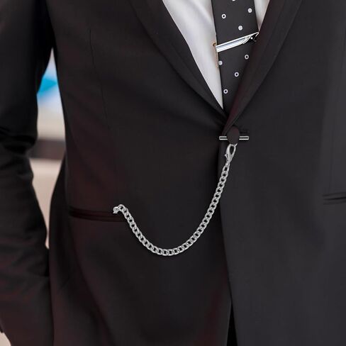 Silver Pocket Watch Chain with T-Bar, 14 Inch Pocket Watch Chains for Men, Silver Vest Chain for Men in Saudi Arabia