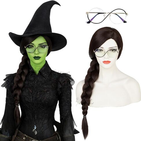 Black Braided Wig for Women Girls, Wednesday Wig Halloween Costume Hair with Braids, Long Middle Part Braided Cosplay Wig No Bangs Heat Resistant Party Wig with Cap in Saudi Arabia