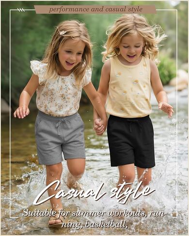 5 Pack Girls' Bermuda Shorts Knee Length Summer Long Shorts for Kids Drawstring Athletic Shorts with Pockets 5-14Y in Kuwait