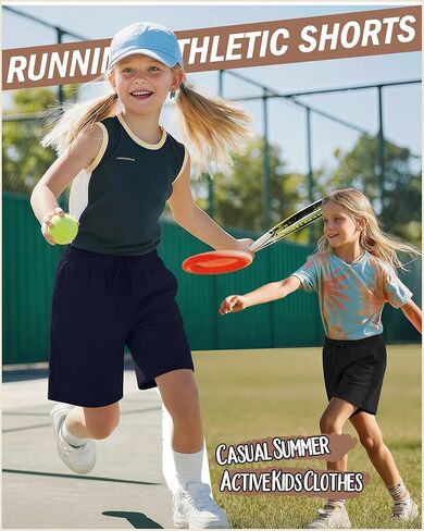 5 Pack Girls' Bermuda Shorts Knee Length Summer Long Shorts for Kids Drawstring Athletic Shorts with Pockets 5-14Y in Kuwait