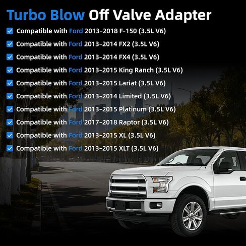 محول صمام النفخ التوربيني متوافق مع Ford F-150 EcoBoost 2.7L / 3.5L (2013-2018)، ترقية الشاحن التوربيني للأداء، ملحق استبدال صمام تخفيف ضغط المبرد الداخلي in Kuwait