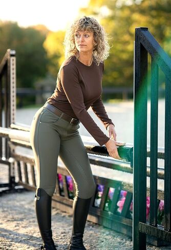 Gabrielle Knee Patch Breeches - Olive/Espresso in Kuwait