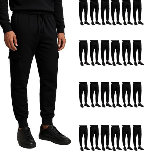 BILLIONHATS 24 Pack Mens Jogger Sweatpants, Assorted Colors & Sizes from S,M,L,XL,2XL, Great for Homeless Shelter Donations in Kuwait