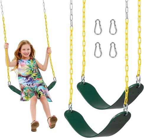 DECORLIFE 2-Pack Swing Seat for Outdoor Swing Set, Support 330lb, Swings Replacement Kits with Coated Chains for Kids, Swing Set Accessories with Snap Hooks for Outdoor Backyard Playground, Blue in Kuwait
