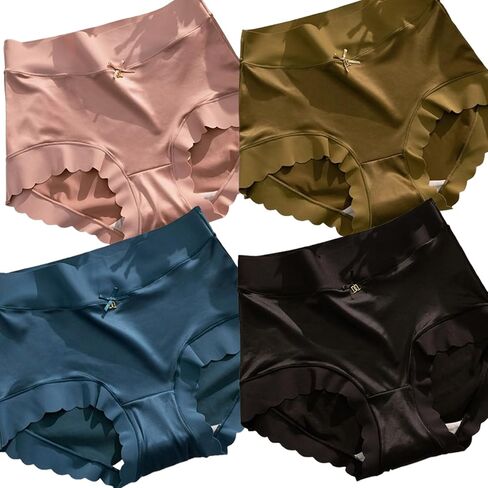 MUSM 6-pack of premium ice silk satin moisture-wicking underwear, high-waisted design, full hip coverage. in Saudi Arabia