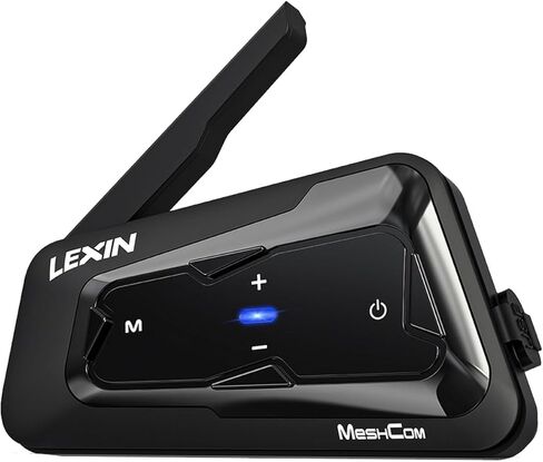 سماعة رأس بلوتوث LEXIN MeshCom للدراجات النارية، نظام اتصالات شبكي 24 راكبًا، شرائح مزدوجة مع تعدد المهام الصوتية/مشاركة الموسيقى/بطارية 1100 مللي أمبير في الساعة/راديو FM/تقليل الضوضاء/مقاوم للماء، حزمة مزدوجة in Kuwait