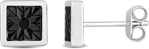 Treated Black Diamond Accent Sterling Silver Stud Earrings | Men's in Saudi Arabia