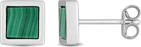 Malachite Sterling Silver Square Stud Earrings | Men's in Saudi Arabia