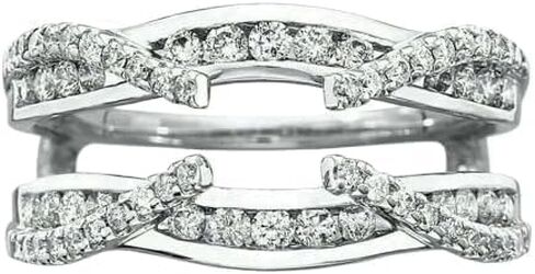 غلاف معزز للحلقة الماسية من Pretty-Jewels08 1.00 قيراط، لمسة نهائية من الذهب الأبيض عيار 14 قيراط، فضة استرلينية 925 in Kuwait